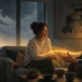 Two people listening through relationship criticism as a storm clears outside