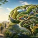 Brain-shaped garden combining sleep, exercise, nutrition, learning, and connection