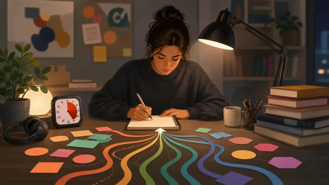 Editorial illustration for Best Books for Adult ADHD