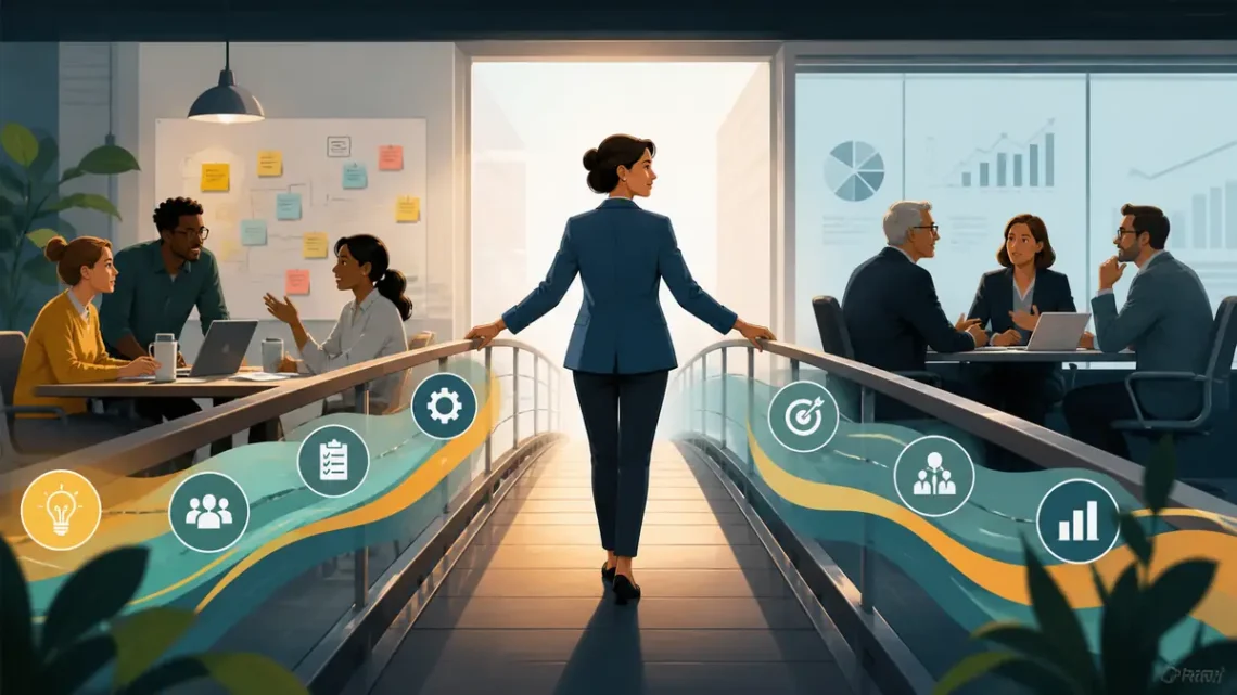 Editorial illustration for Best Books for Middle Managers