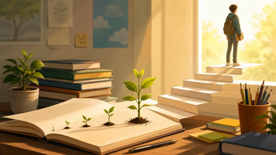 Editorial illustration for Best Books for Growth Mindset for Students
