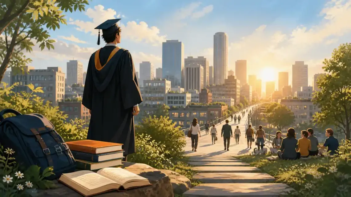 Editorial illustration for Best Books for New Graduates
