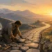 Editorial illustration of steady work ethic building a durable path at dawn
