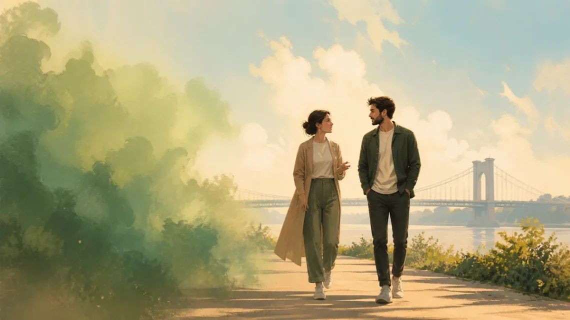 Editorial relationship illustration of jealousy clearing through honest connection