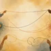 Editorial illustration of varied relationship threads representing attachment patterns