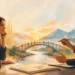 Editorial illustration of a consultative sales conversation building a bridge of trust