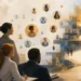 Editorial illustration of executives connecting talented people to the right roles